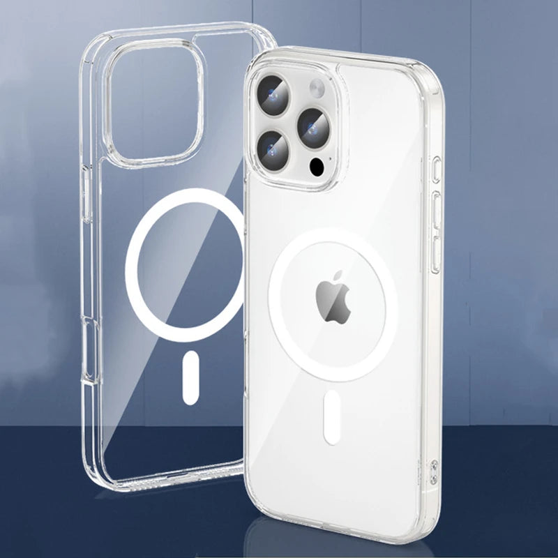 Étui Magnétique Transparent iPhone – Compatible MagSafe