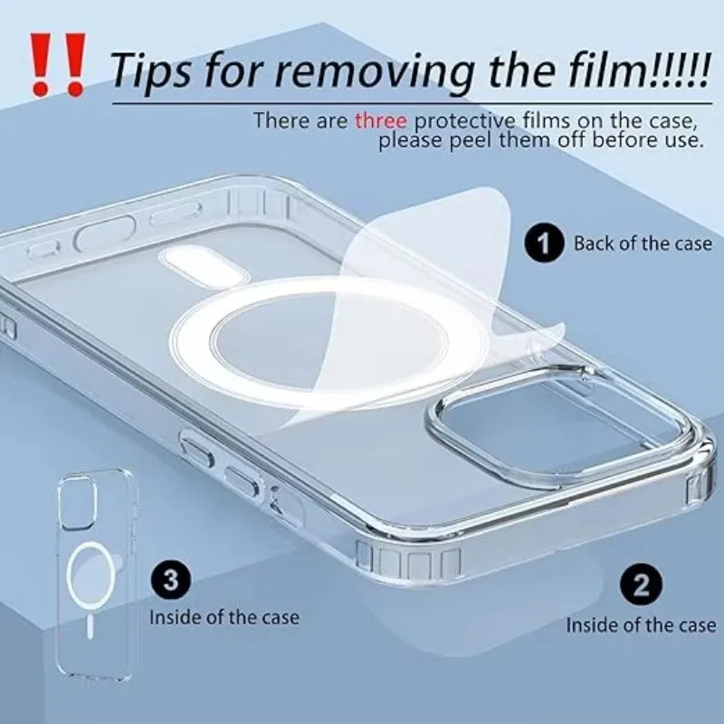 Étui Magnétique Transparent iPhone – Compatible MagSafe