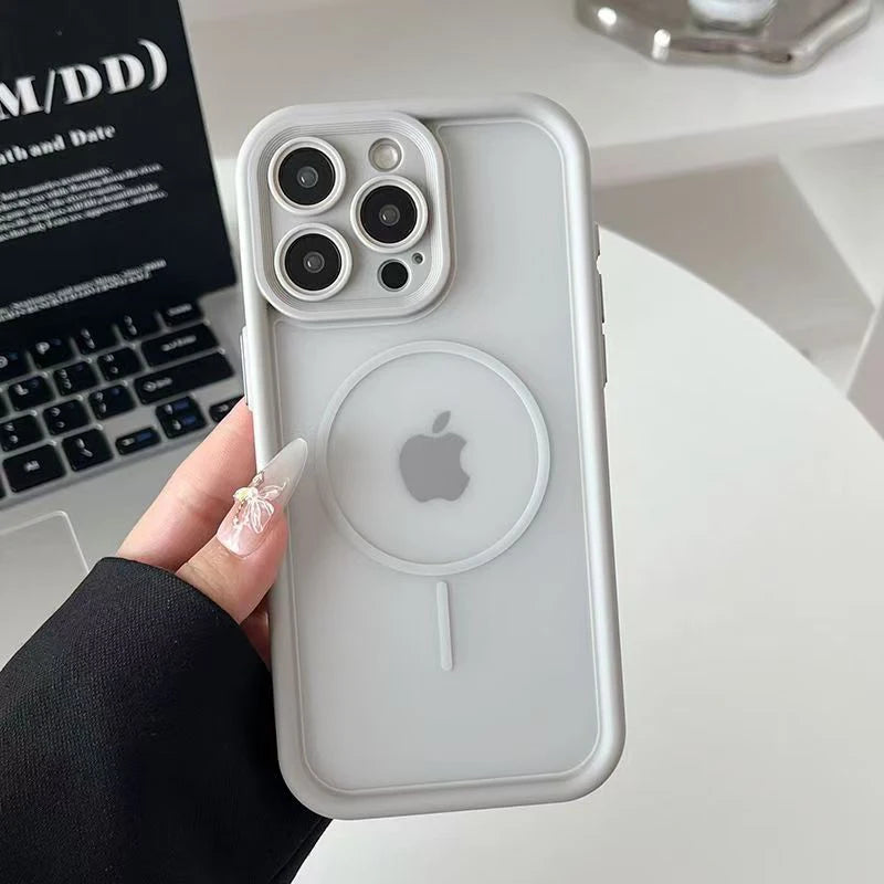 Coque iPhone Transparente Mate Compatible MagSafe – iPhone 17, 16, t, 14, 13, 12, 11 | Pro, Max, Plus, Air"