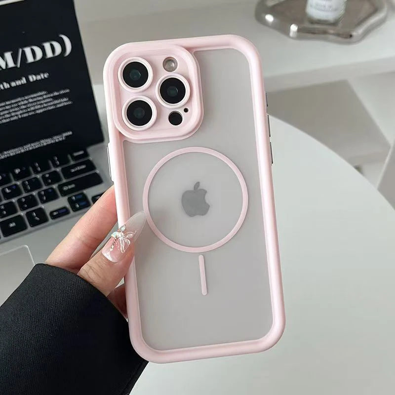 Coque iPhone Transparente Mate Compatible MagSafe – iPhone 17, 16, t, 14, 13, 12, 11 | Pro, Max, Plus, Air"