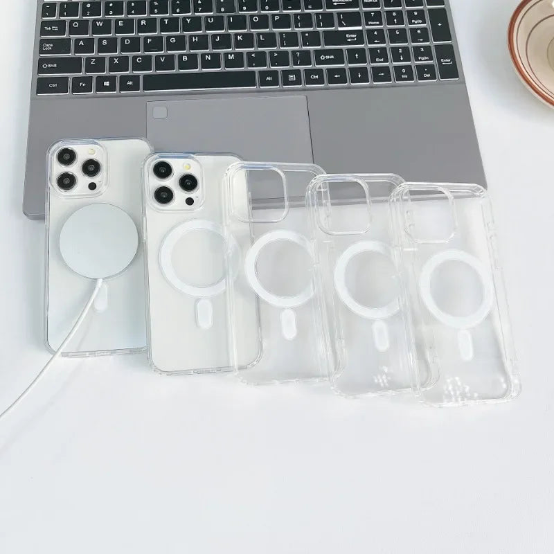 Étui Magnétique Transparent iPhone – Compatible MagSafe